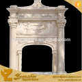 Indoor Stone Carved Flower Fireplace with Carvings for home decoration
